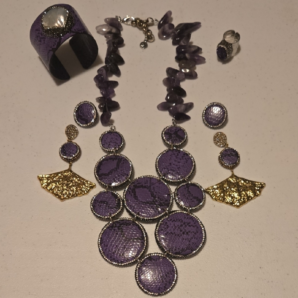 Purple and Gold Jewelry Set (7pc)